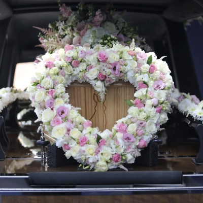 Pink Heart - Open heart tribute ,loose flowers. Can be made in colours of your choice. Pink Heart - Open heart tribute ,loose flowers. Can be made in colours of your choice.