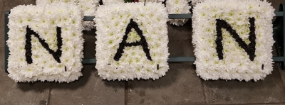 nan based letters - All based letter tributes can be made in any colours of your choosing and we can create any word.
All letters are £55 each nan based letters - All based letter tributes can be made in any colours of your choosing and we can create any word.
All letters are £55 each